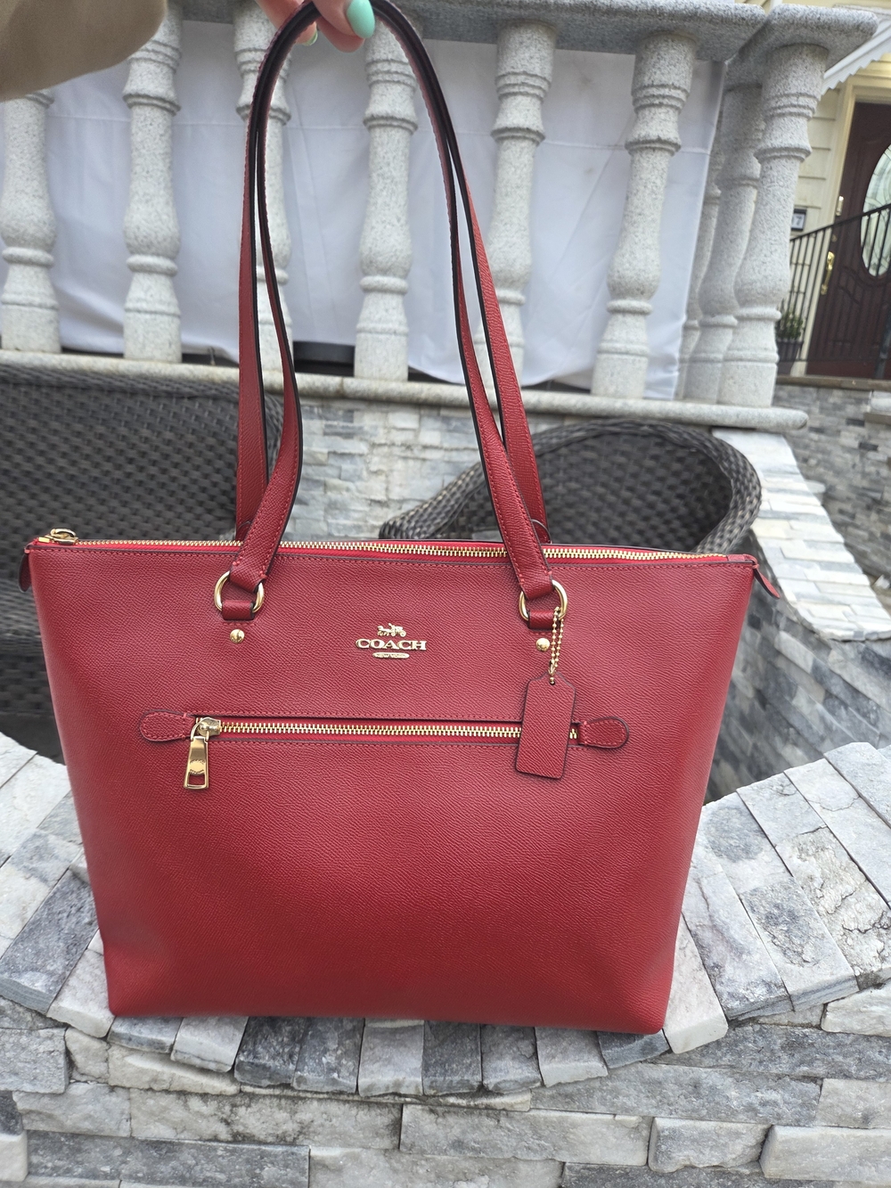 Coach Women's Red Leather Tote Bag